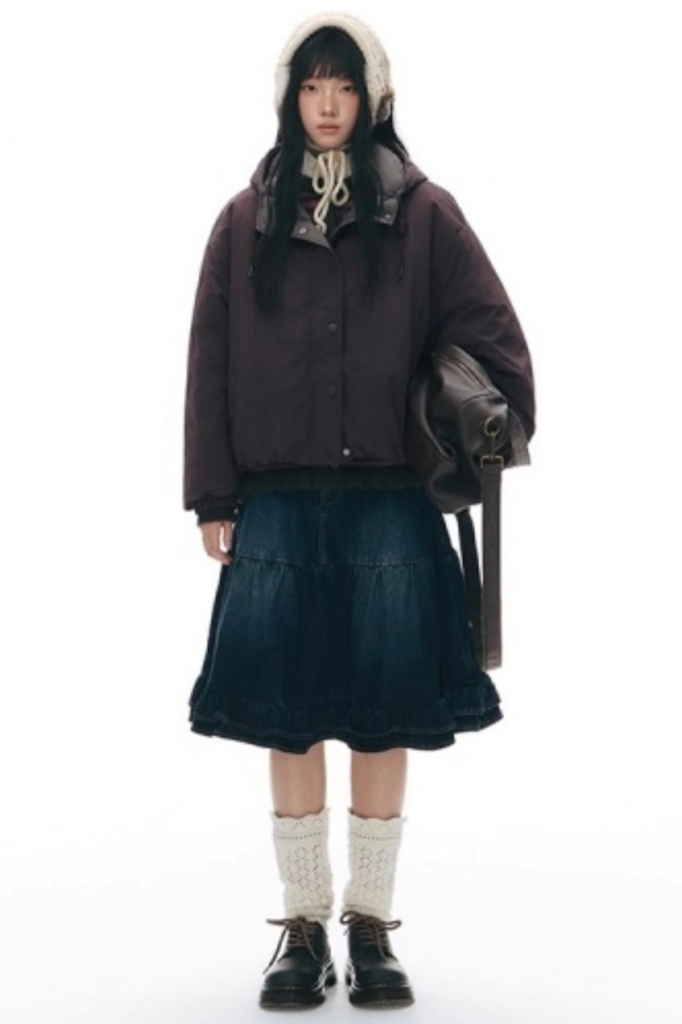 Vintage Lace Denim Skirt