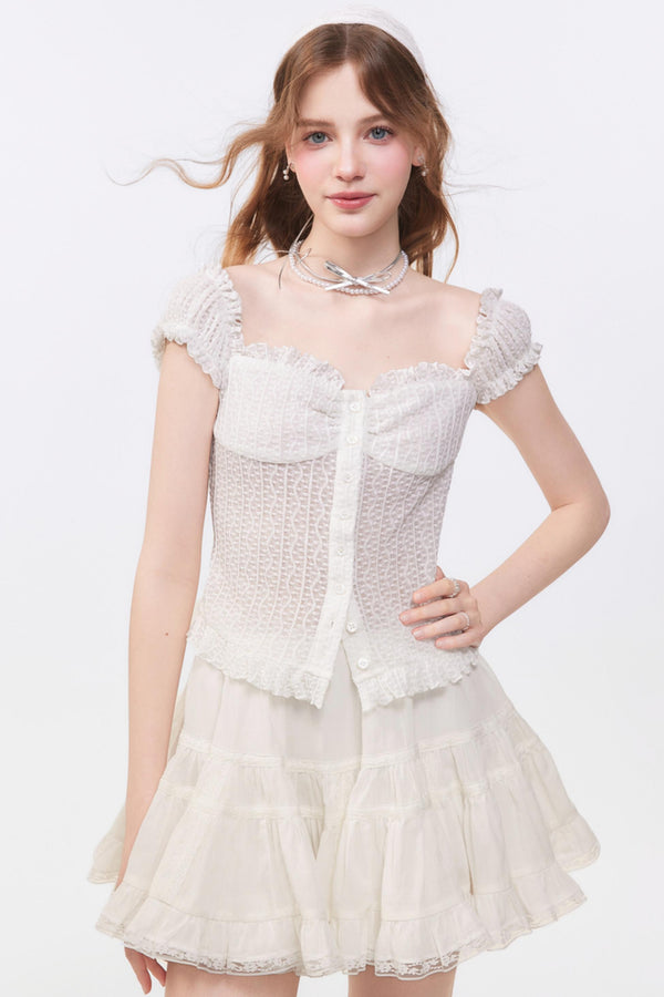 Summer Chiffon Bubble Sleeve Blouse