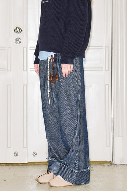 RETRO CORDUROY STRAIGHT-LEG LOOSE FIT PANTS