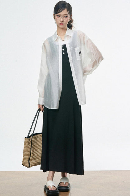 Summer Halter Maxi Dress With Shirt Set-Up