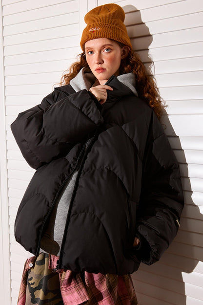 Cuff Print Loose Down Jacket