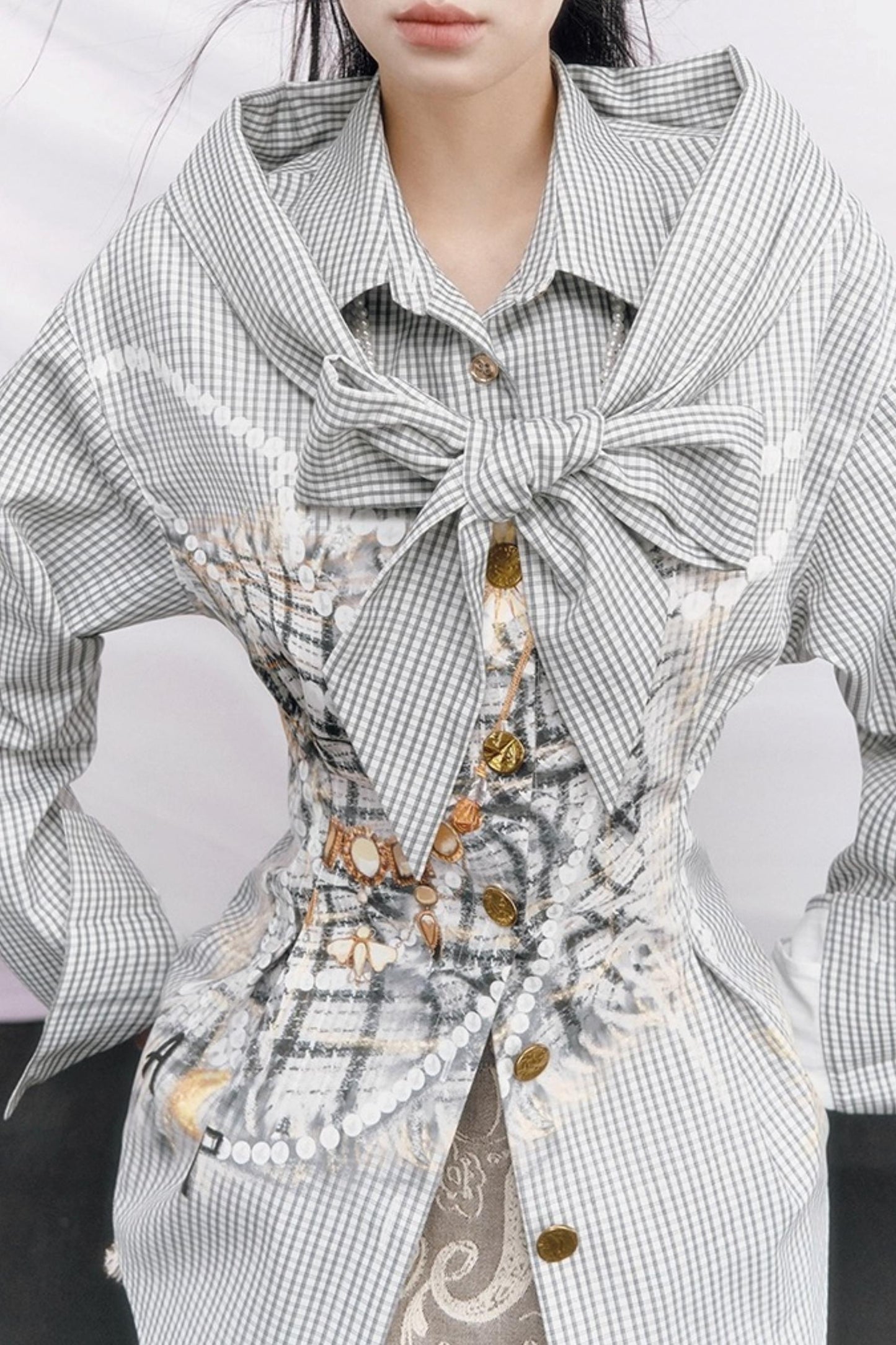 Vintage Money Plaid Blouse