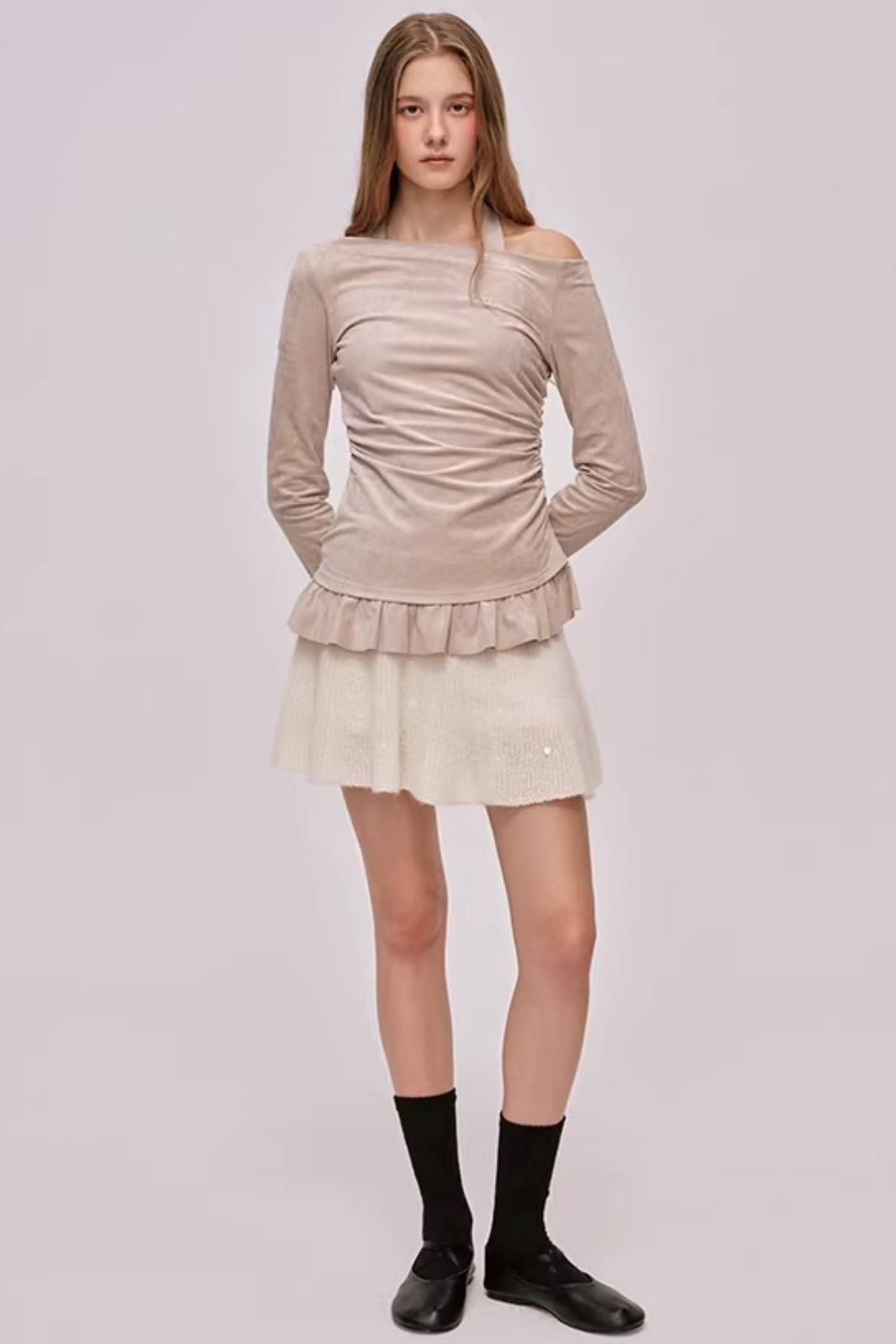 Faux Suede Pleated Dress