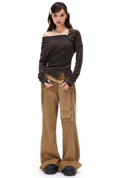 Asymmetrisches Strickoberteil aus Lyocell