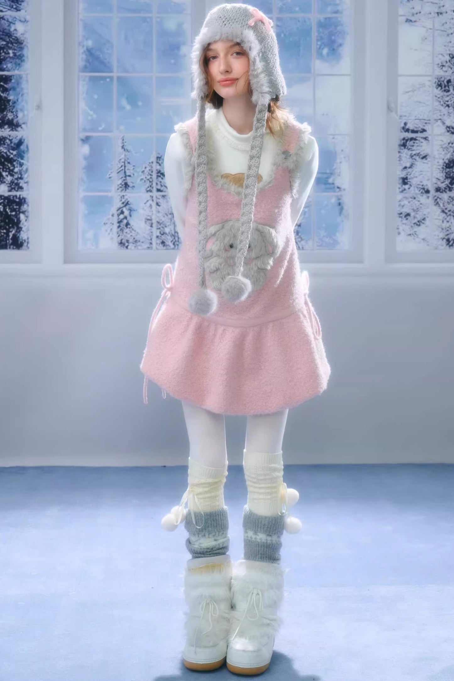 Pink Mist Plush Vest Dress