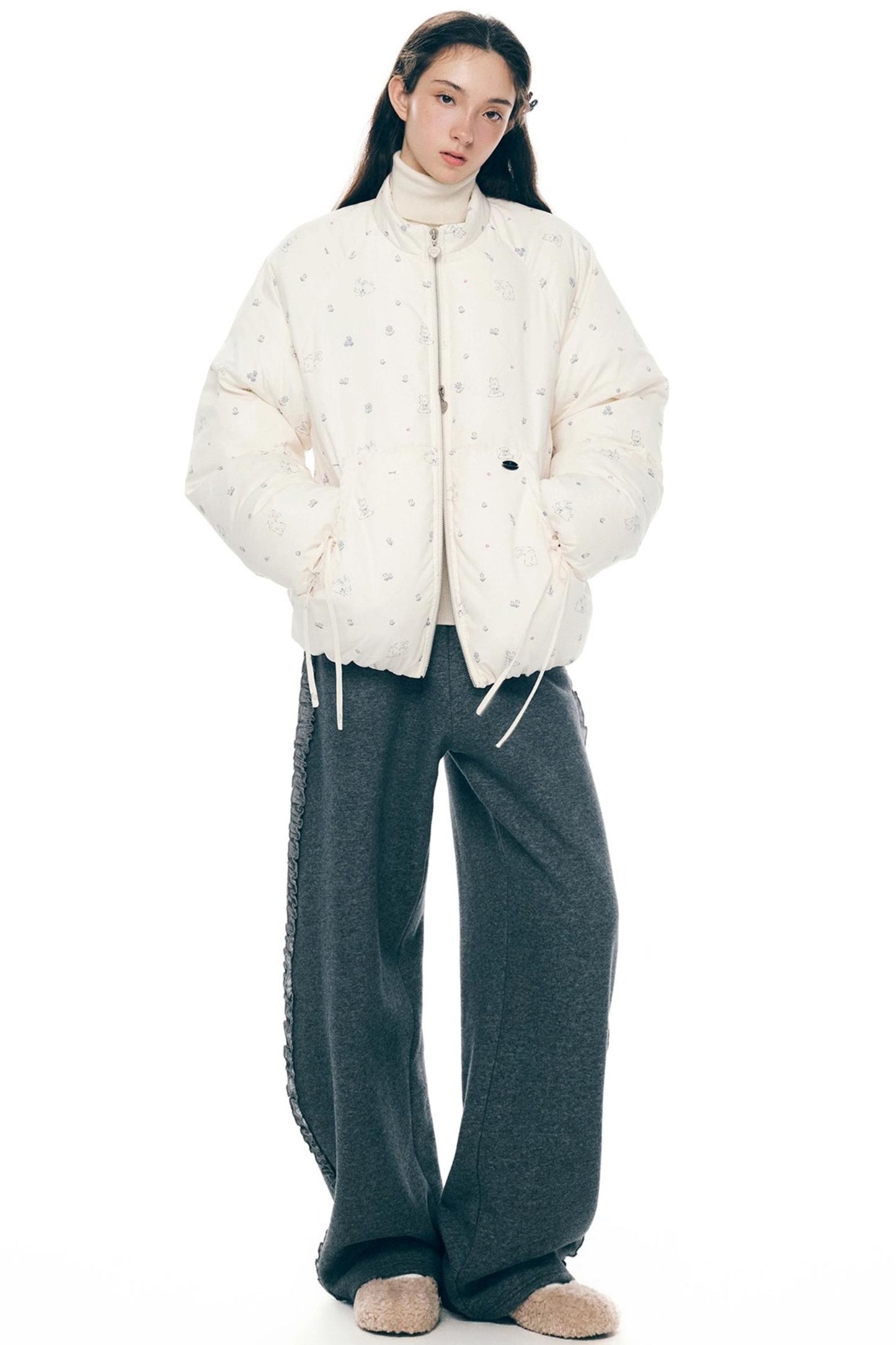 Gray Lace-Up Sweatpants