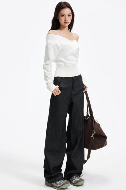 American Retro Off-Shoulder Sweater