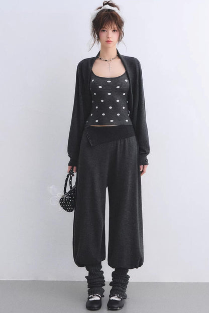 Lyocell Polka Dot Cardigan Set-Up