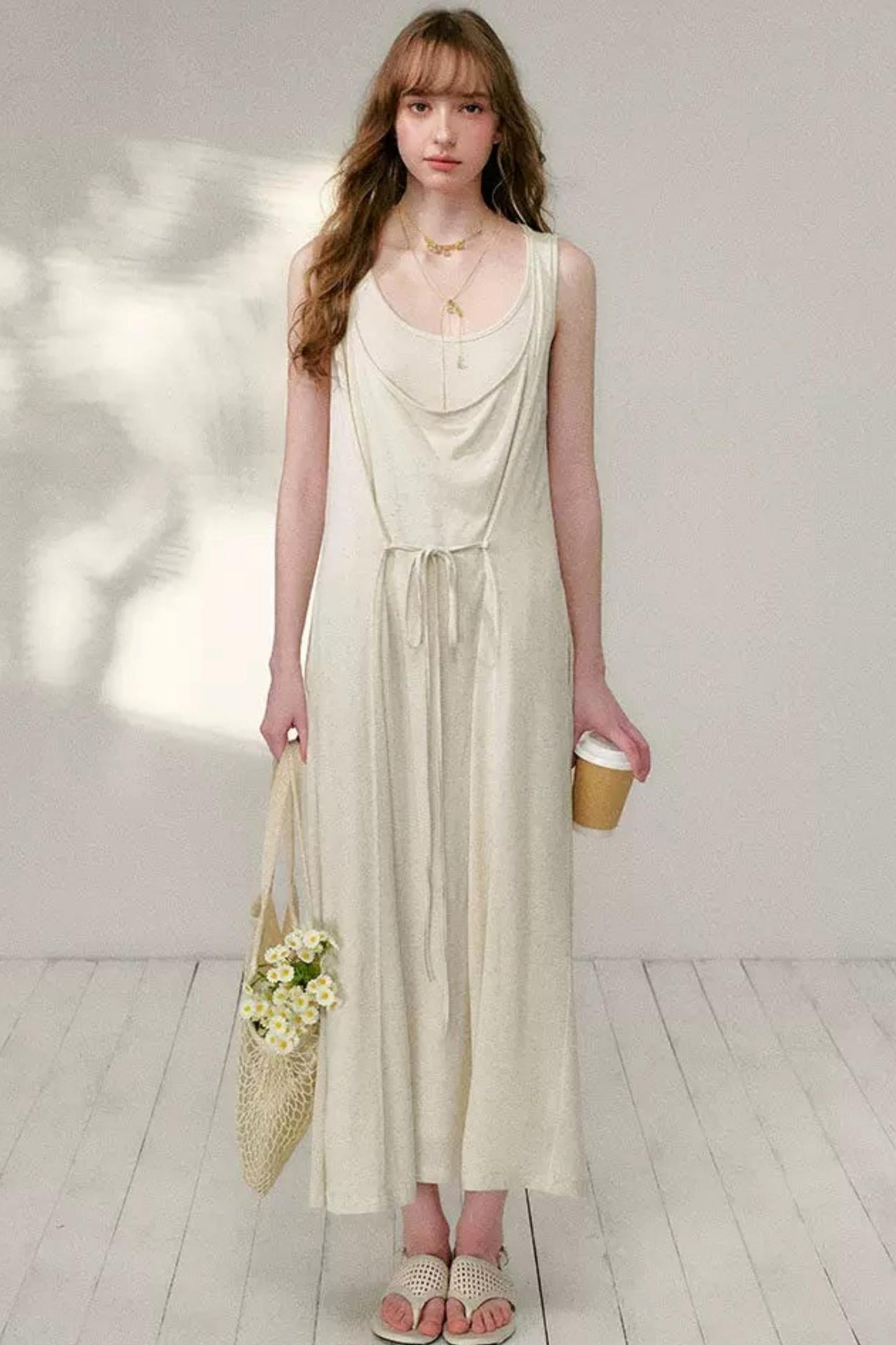 Belted Layered Maxi Dress
