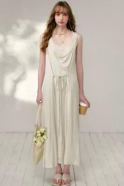 Belted Layered Maxi Dress