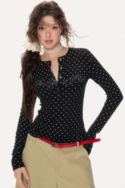 Slim Shoulder Embroidery Top