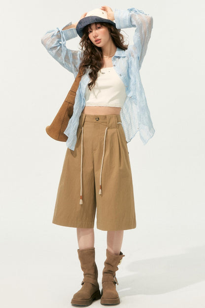 Pleated Wide-Leg Shorts