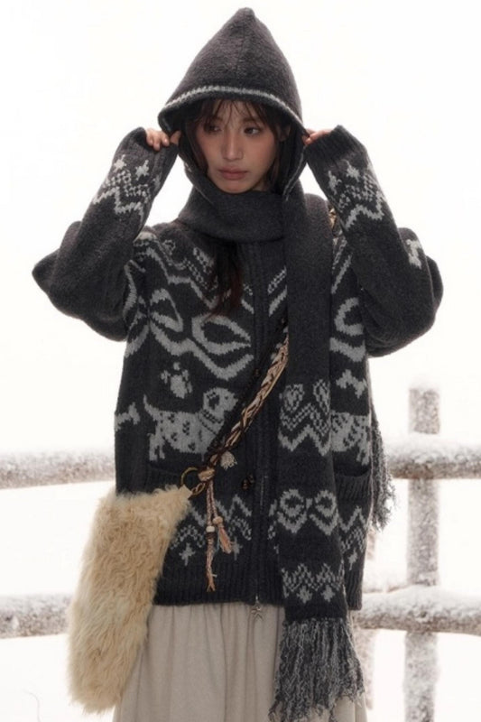 Light Bow-Knot Knit Cardigan Set-Up