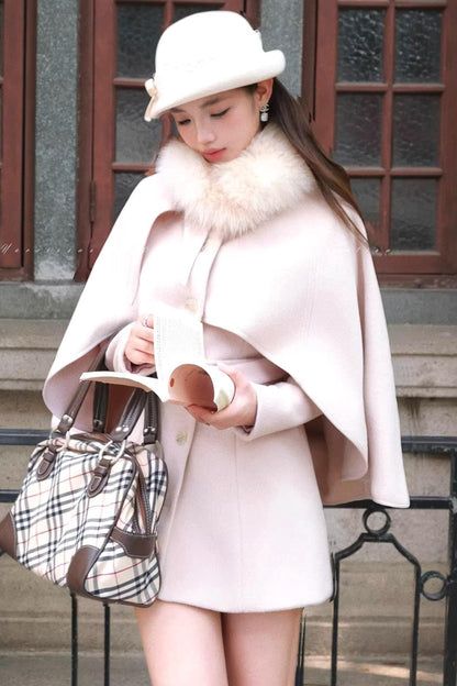 Showa Snowflake Wool Cape Coat