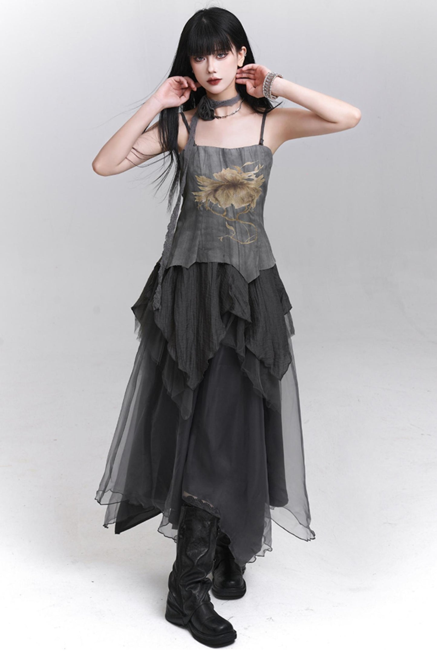 Summer Gray Halter Dress