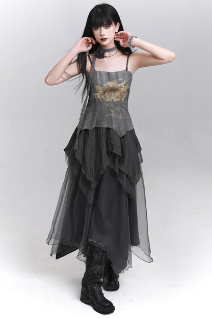 Summer Gray Halter Dress