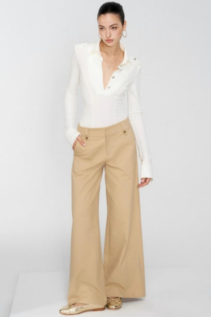 White Workwear Long Sleeve Top