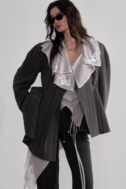 French Lace Ruffled Blouse