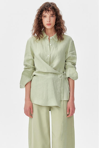 Mint Linen Shirt Pants Set-Up