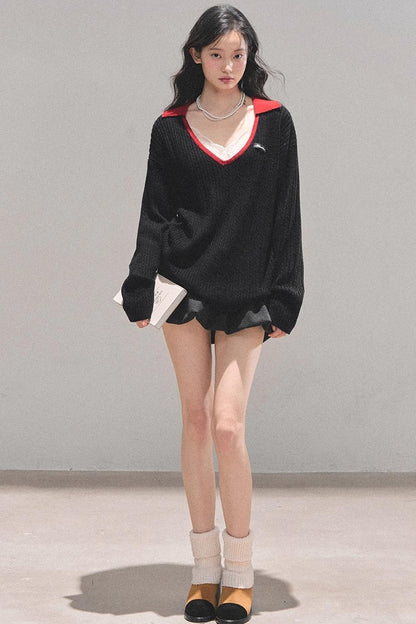 American College Wool V-Neck Sweater