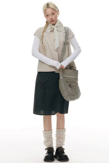 Doll Collar Flutter Sleeve Cardigan