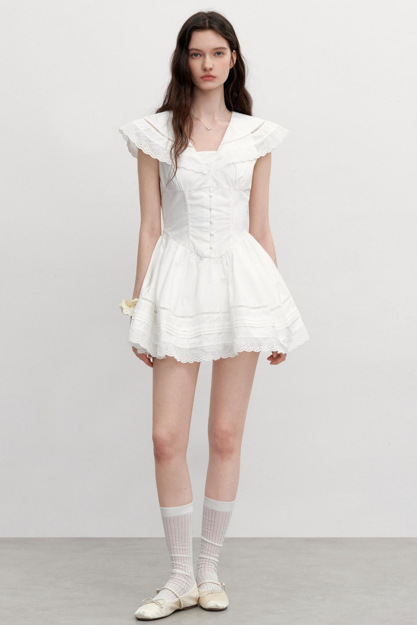 Vintage Lace Neck Dress