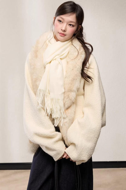 Elegant Wool Batwing Coat
