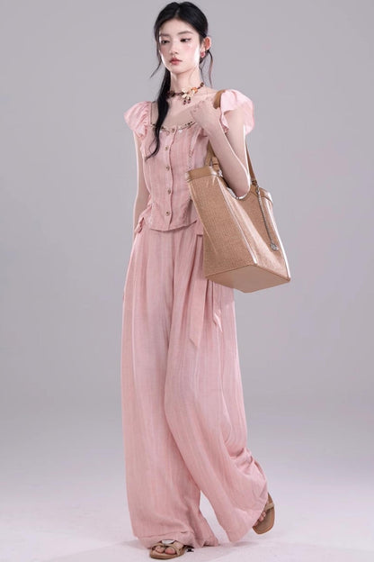 Blossom Breeze Ruffle Sleeve Tie Set-Up