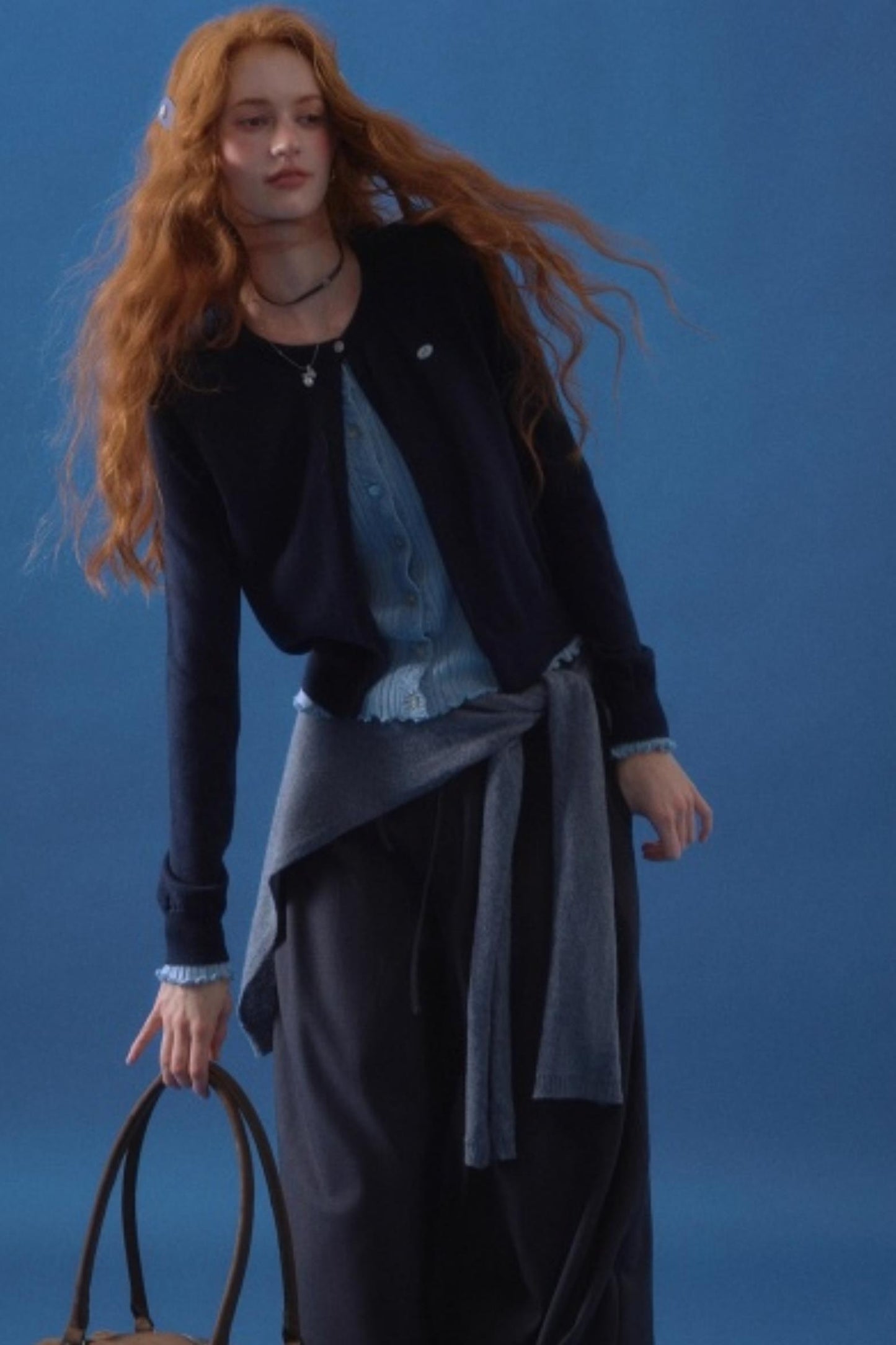 Solid Knit Lace-Up Shawl