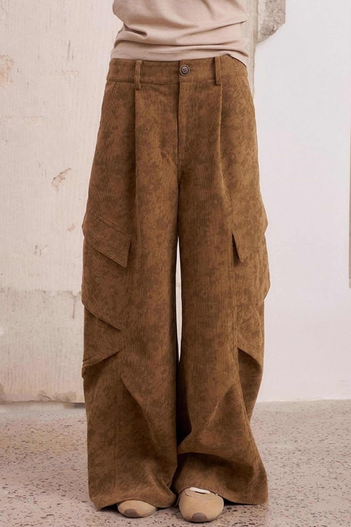 Vintage Print Loose Cargo Pants