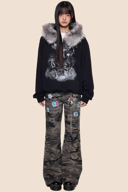 Graphic Print Luxury Hoodie Top