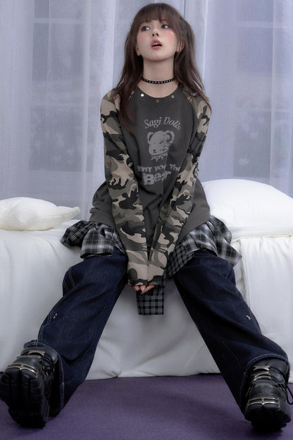 Autumn Style Gray Raglan Top