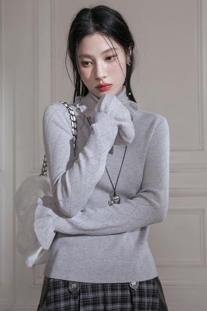 Mercerized Wool Ruffle Top