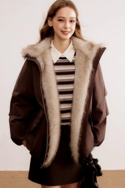 Brown Woolen A-Line Skirt