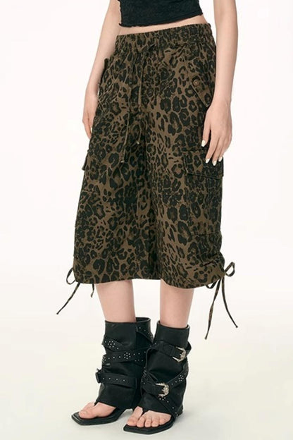Casual Leopard Drawstring Trousers