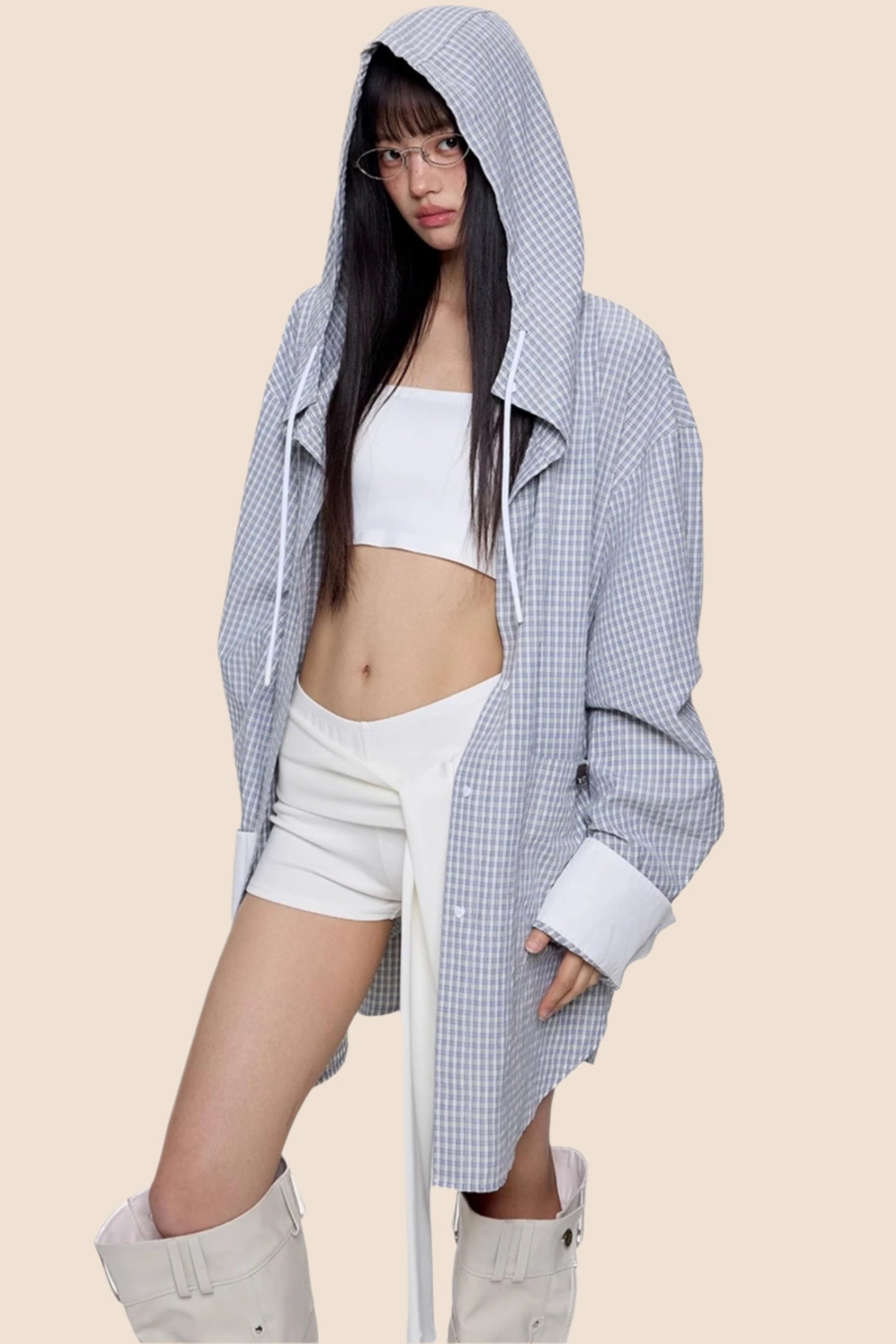 Plaid Hooded Casual Jacket