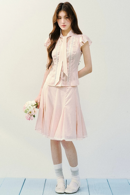 Conjunto de blusa de seda de morera bruma ligera