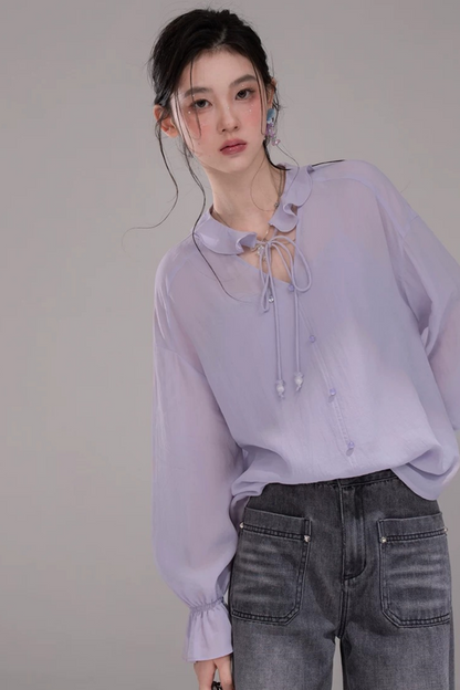 Conjunto de blusa púrpura oscuro de acetato
