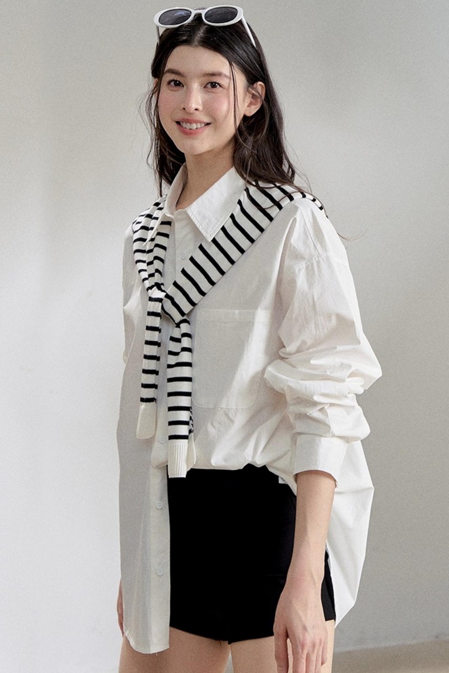 White Striped Oversize Shirt