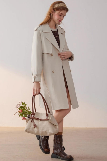 Beige Collar Trench Coat