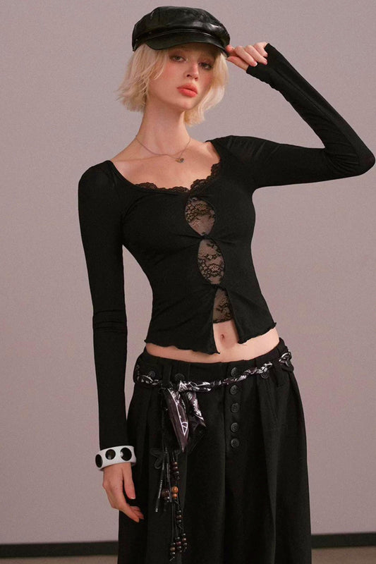 Hollow Lace Two-Piece Top