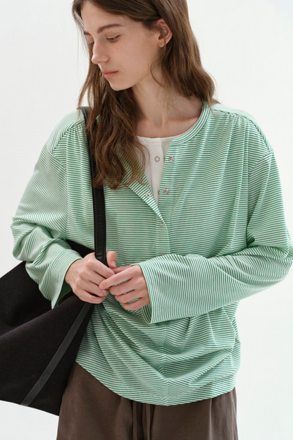 Apple Green Pinstripe Top