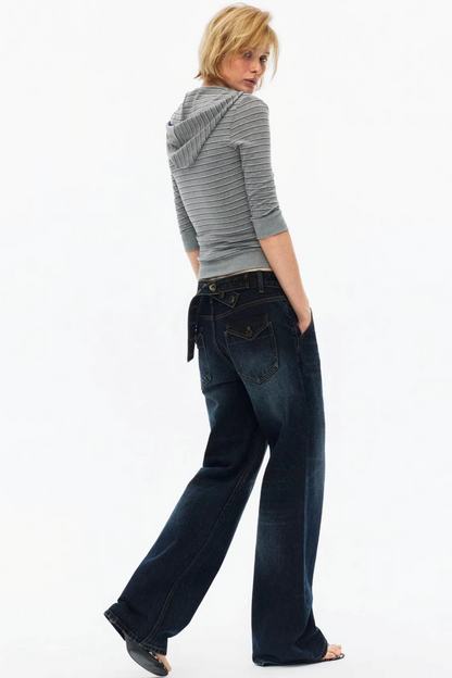 Color-Blocked Hooded Knitted Top