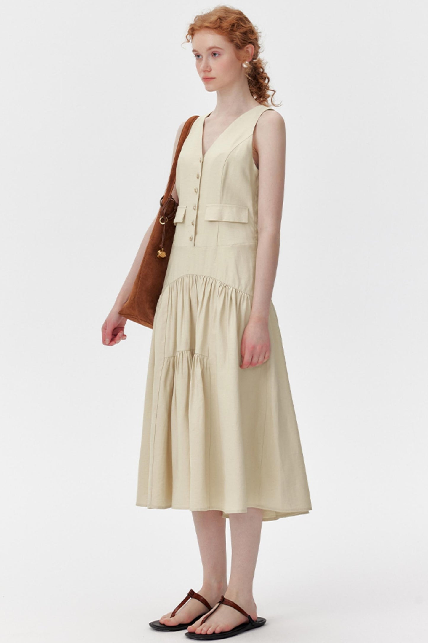 V-Neck Linen Summer Dress