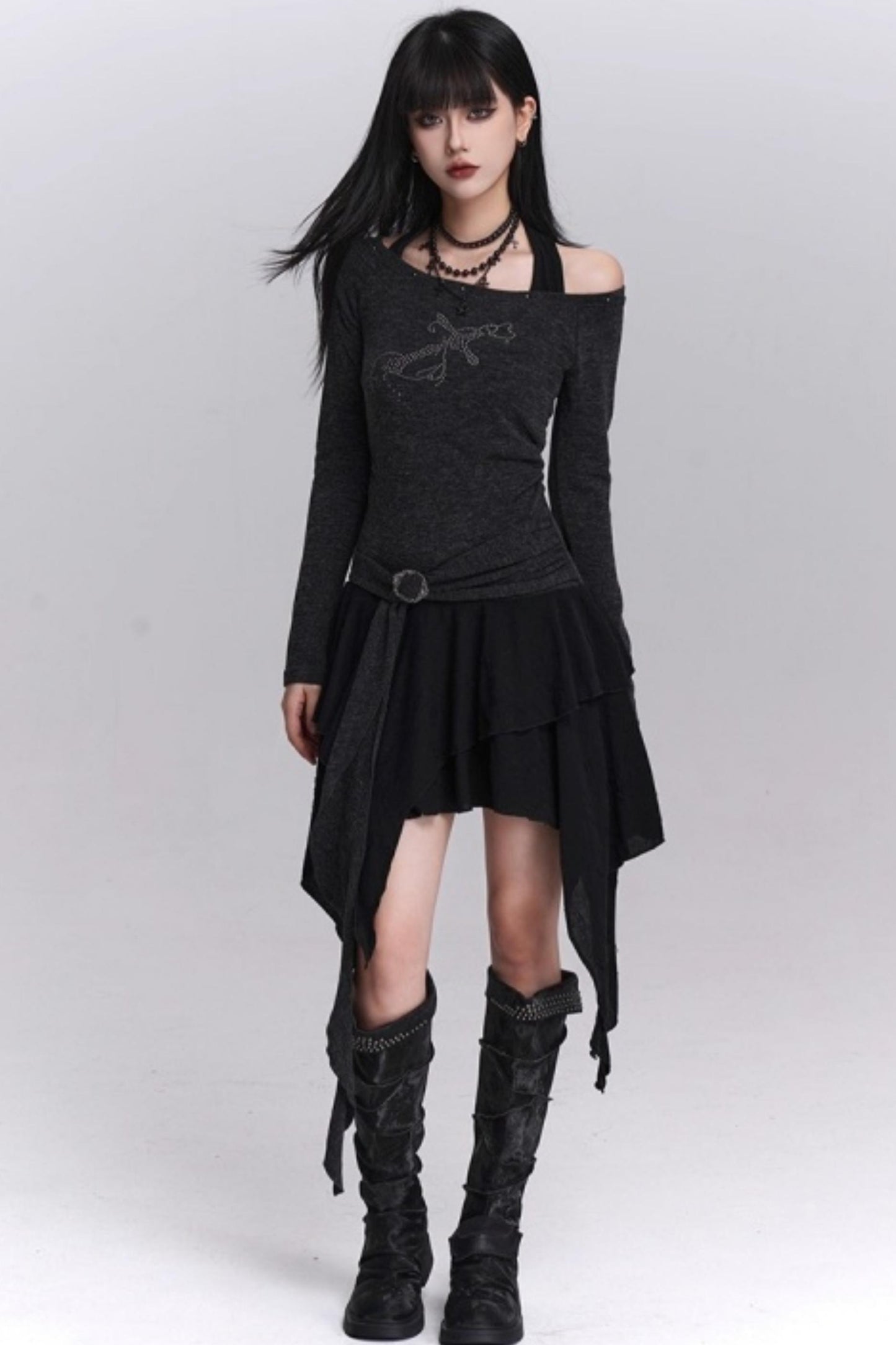 Halter Neck Off-Shoulder Dress