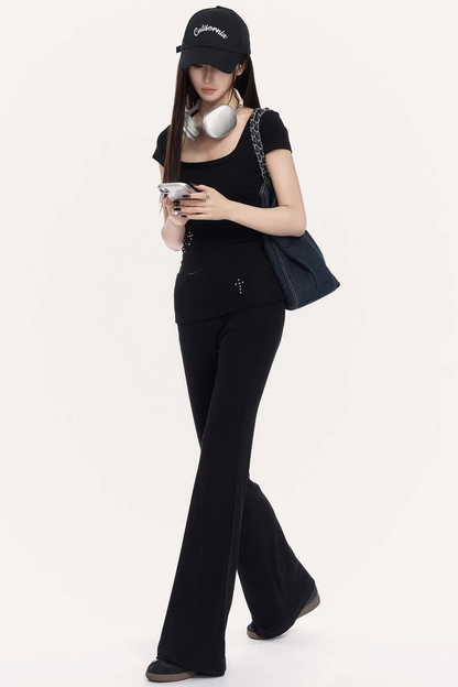 Square Neck Flared Pants Set-Up