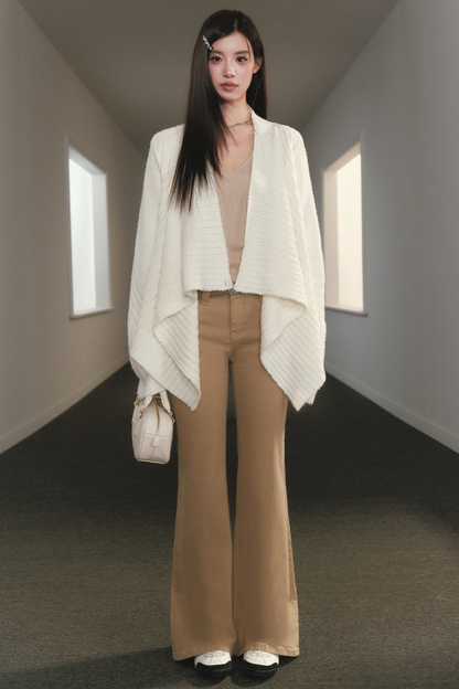 Irregular Lapel Knitted Cardigan