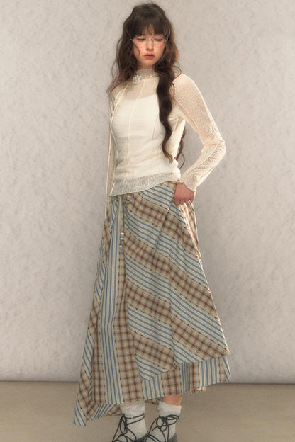 Elastischer Taillen-A-Linien-Maxikleid 