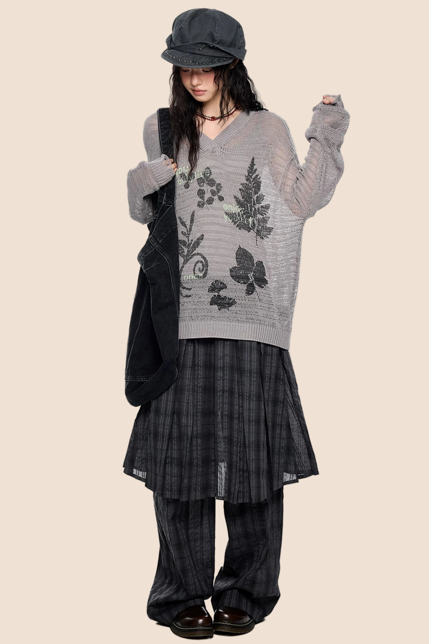 Blusa rétro in maglia fantasia