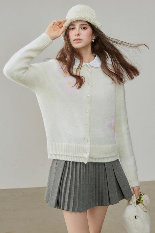 Winter Alpaca Crew Neck Sweater Cardigan